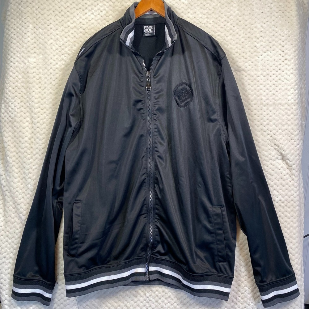 Enyce Track Jacket Men's 3X Vintage Sean Combs Fleece Lined Y2K Black White